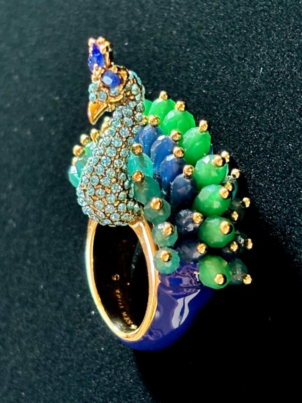 RARE Kate Spade Full Plume Peacock Cocktail Ring EXCELLENT CONDITION - Picture 4 of 8
